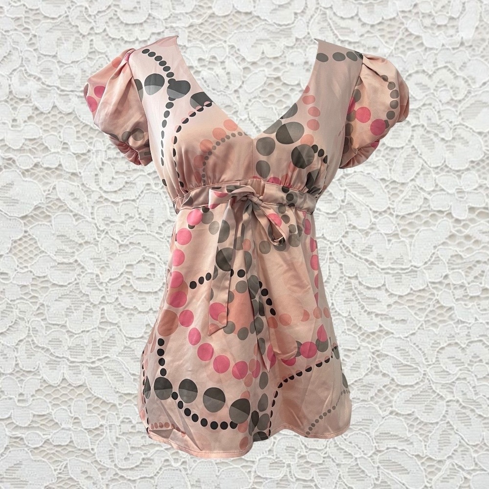 vintage polka dot babydoll short sleeve top